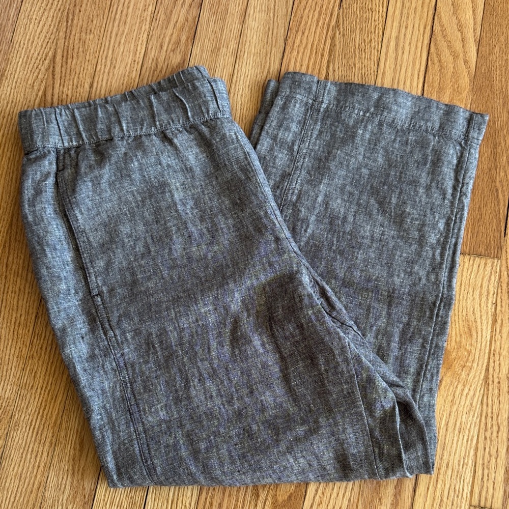 J. Jill Gray Linen-Blend Wide-Leg Pants